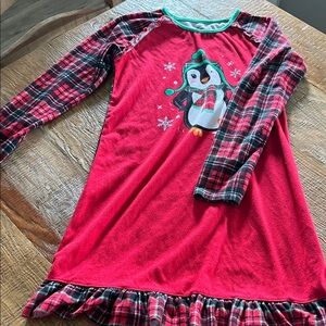 Christmas Festive Red Penguin Kids Nightgown
